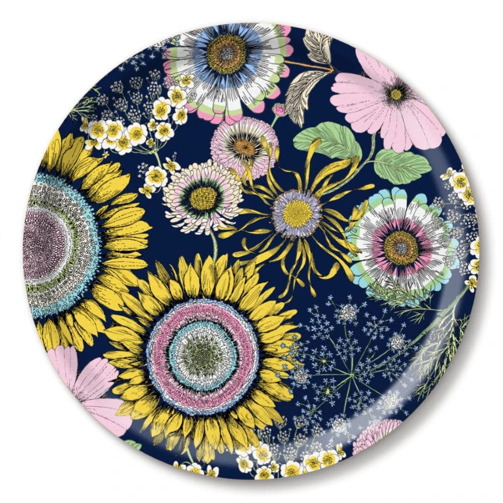 Birchwood Tray Large Round | Sunflower Navy Front