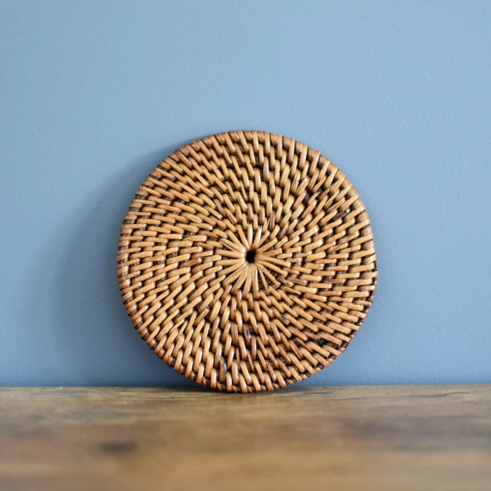 Brown Brown Rattan Coaster