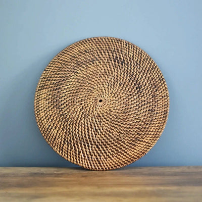 Brown Rattan Placemat Round | Brown