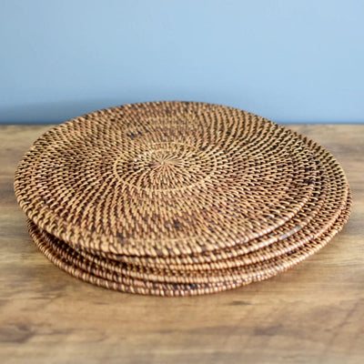 Brown Rattan Placemat Round | Brown