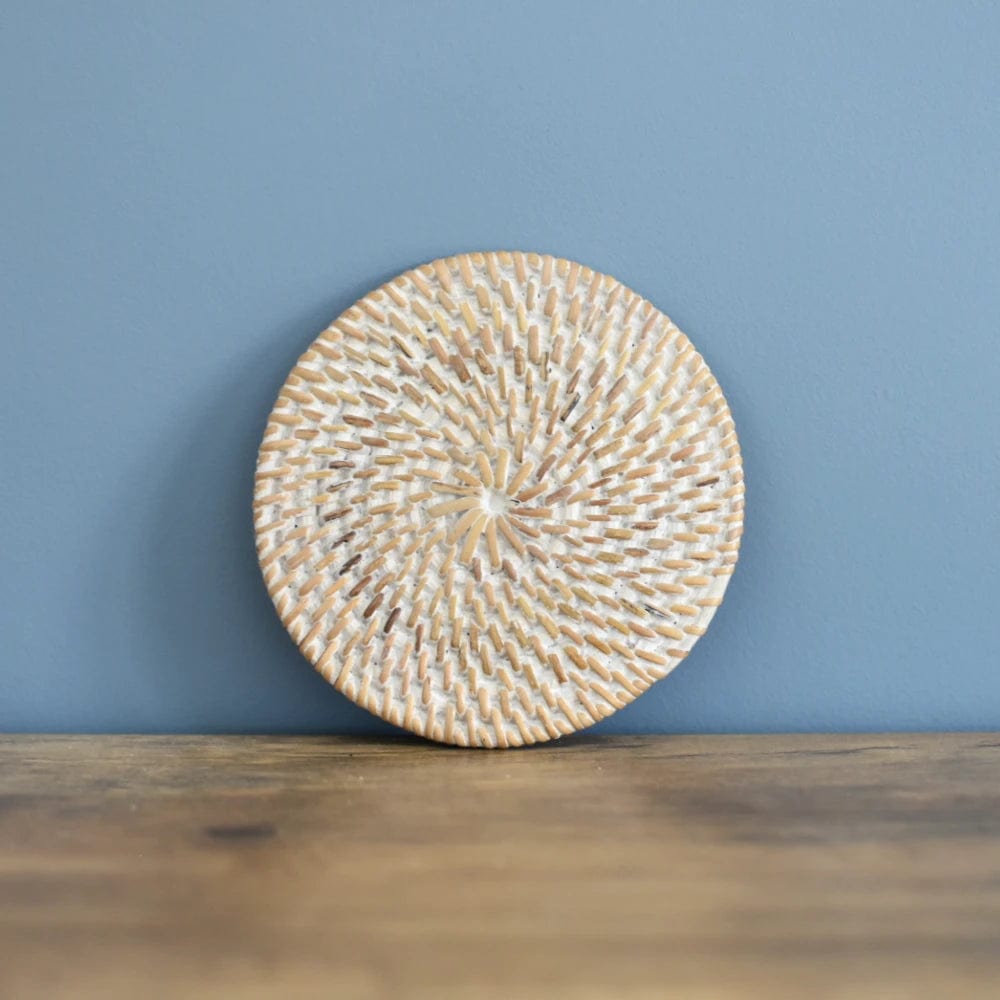 White White Rattan Coaster