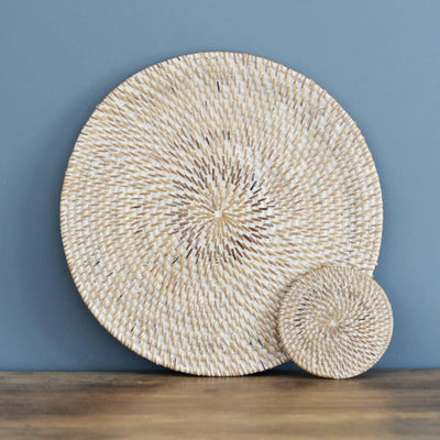 White White Rattan Coaster